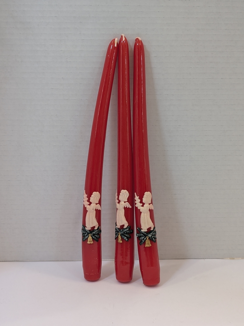 Vintage Angel embossed Christmas candle set of 3